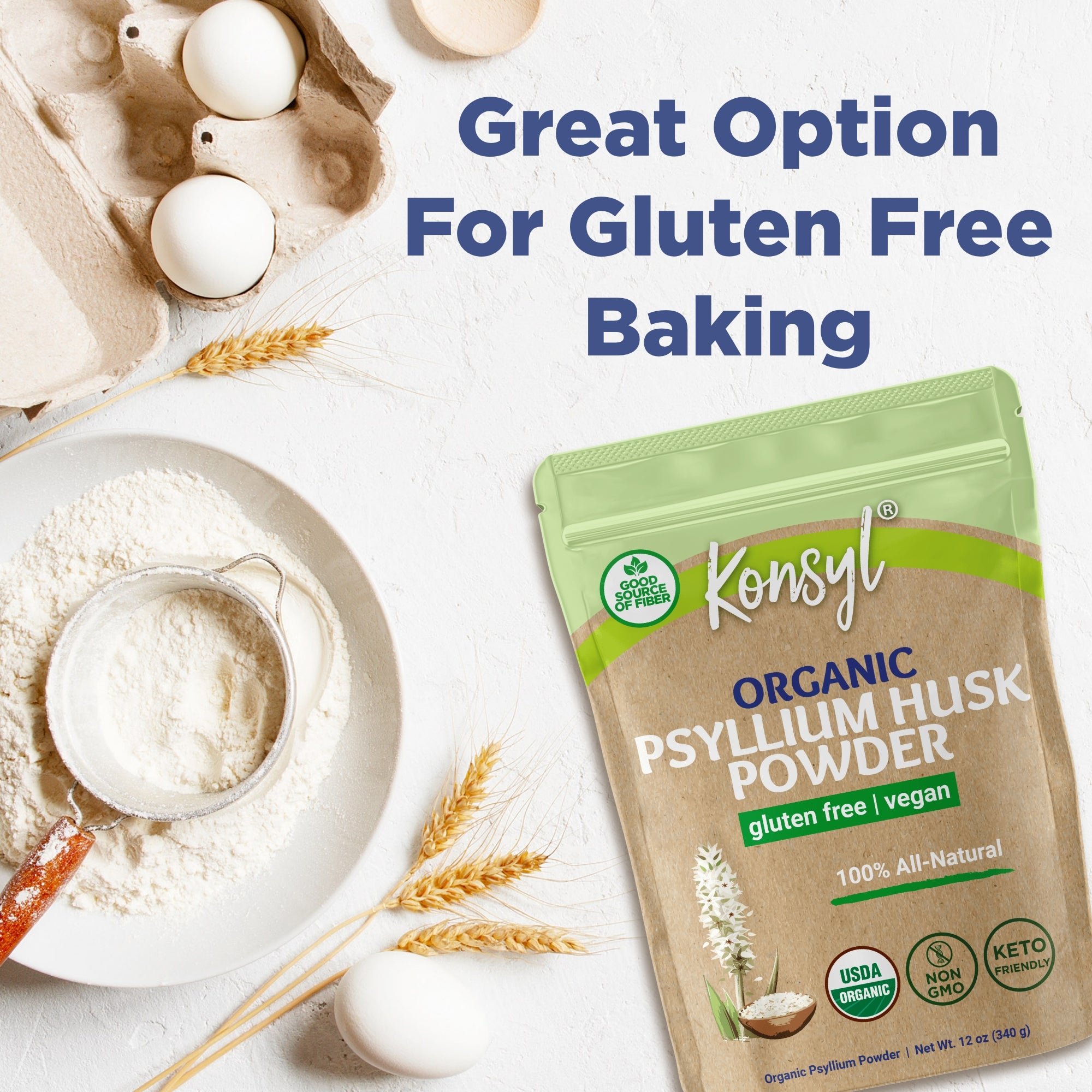 For Baking - Organic Konsyl Psyllium Fiber